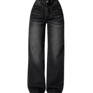 DEELMO Women’s Wide Leg Denim Jeans High Rise Loose Fit